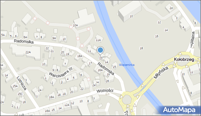 Kołobrzeg, Radomska, 13, mapa Kołobrzegu