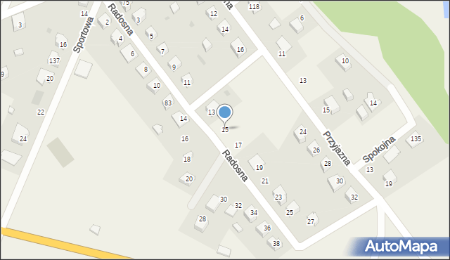 Korne, Radosna, 15, mapa Korne