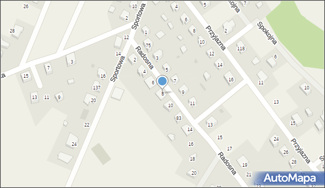 Korne, Radosna, 8, mapa Korne