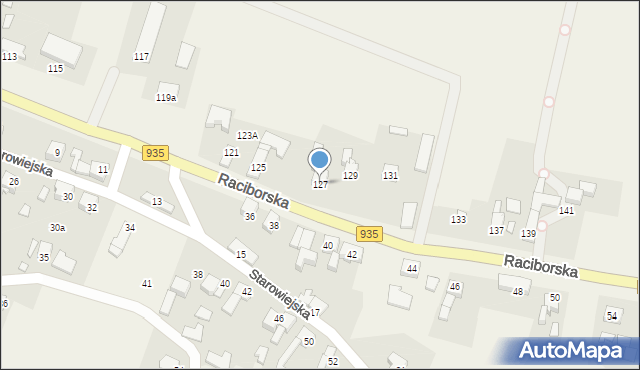 Kornowac, Raciborska, 127, mapa Kornowac