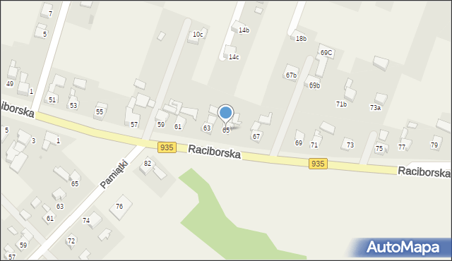 Kornowac, Raciborska, 65, mapa Kornowac