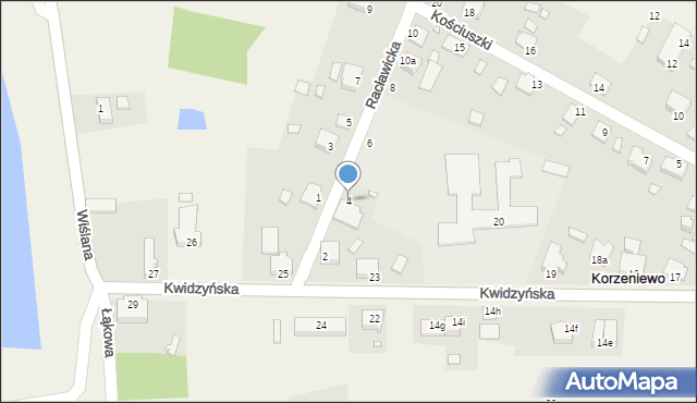 Korzeniewo, Racławicka, 4, mapa Korzeniewo