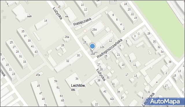 Koszalin, Radogoszczańska, 14a, mapa Koszalina