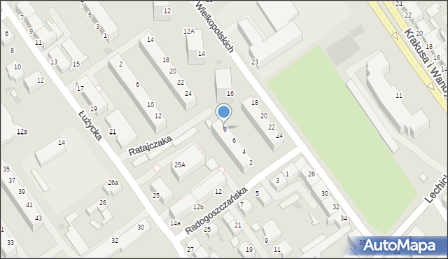 Koszalin, Radogoszczańska, 8, mapa Koszalina