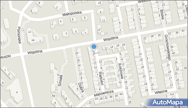 Koszalin, Radości, 17, mapa Koszalina