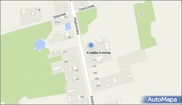 Kowala-Kolonia, Radomska, 166, mapa Kowala-Kolonia