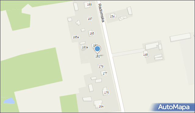 Kowala-Kolonia, Radomska, 181, mapa Kowala-Kolonia