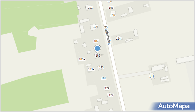 Kowala-Kolonia, Radomska, 185, mapa Kowala-Kolonia
