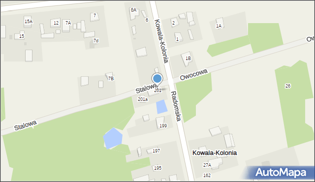 Kowala-Kolonia, Radomska, 201, mapa Kowala-Kolonia