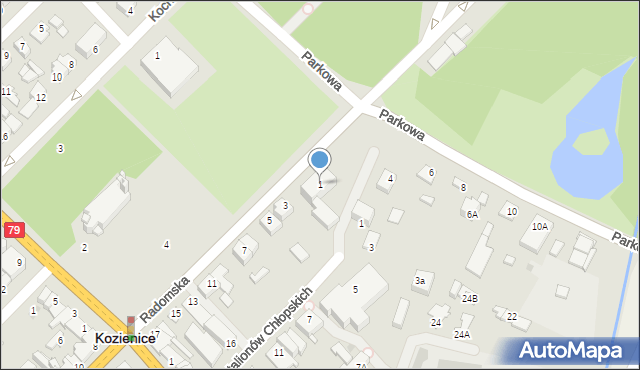 Kozienice, Radomska, 1, mapa Kozienice