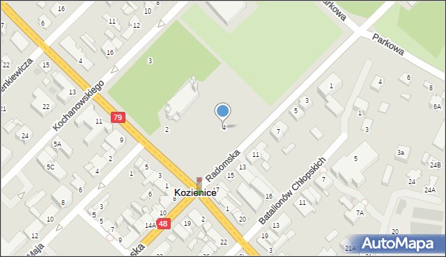 Kozienice, Radomska, 4, mapa Kozienice