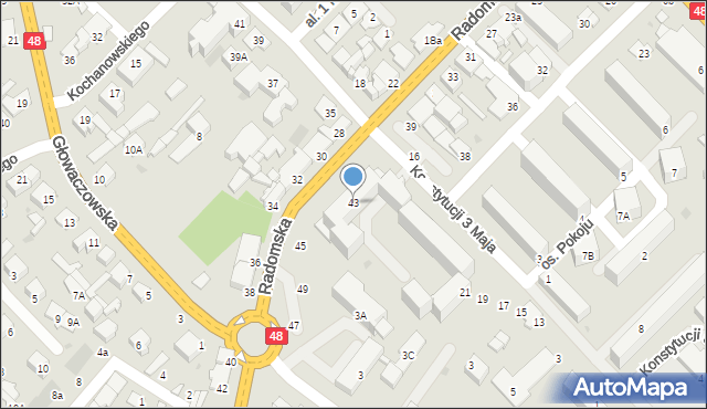 Kozienice, Radomska, 43, mapa Kozienice