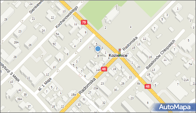 Kozienice, Radomska, 6, mapa Kozienice