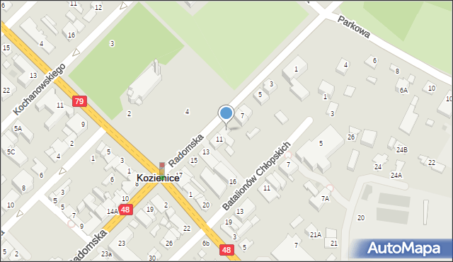 Kozienice, Radomska, 9, mapa Kozienice