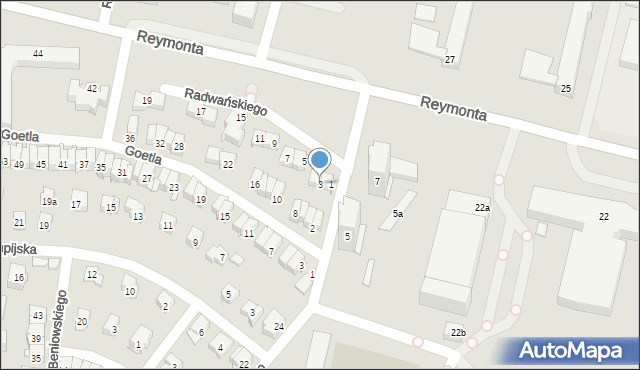 Kraków, Radwańskiego Feliksa, 3, mapa Krakowa