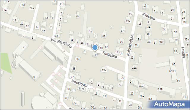 Kraków, Ratajska, 3, mapa Krakowa