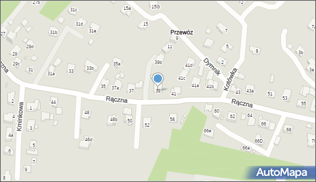 Kraków, Rączna, 39, mapa Krakowa