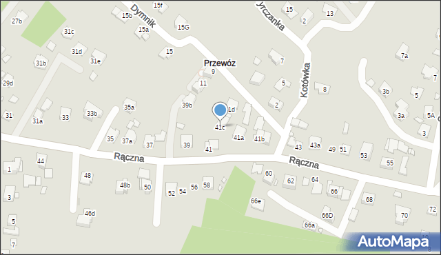 Kraków, Rączna, 41c, mapa Krakowa