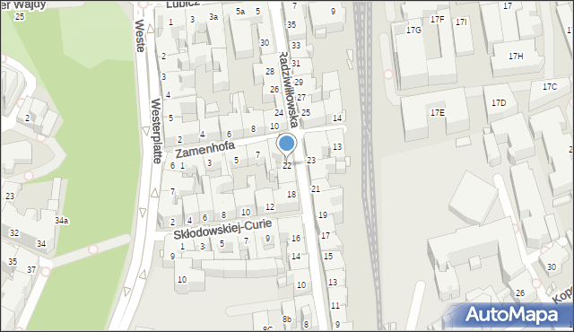 Kraków, Radziwiłłowska, 22, mapa Krakowa