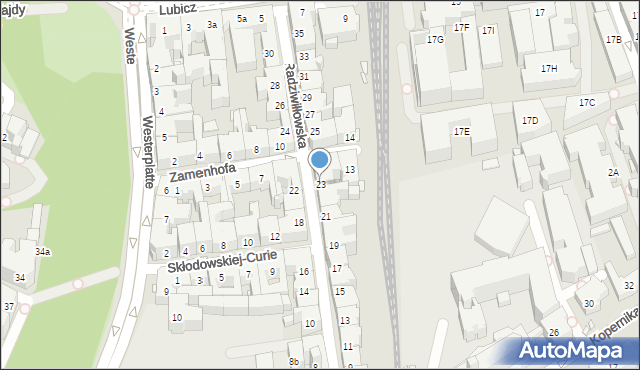 Kraków, Radziwiłłowska, 23, mapa Krakowa