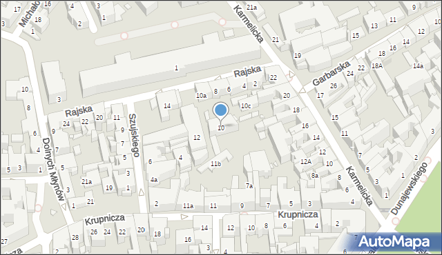 Kraków, Rajska, 10, mapa Krakowa