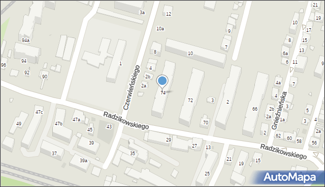 Kraków, Radzikowskiego Eliasza, 74, mapa Krakowa