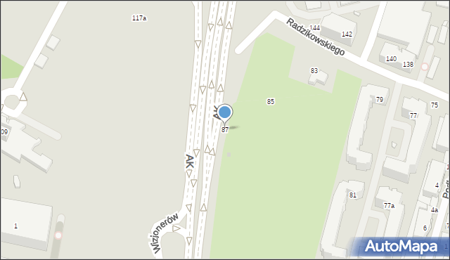 Kraków, Radzikowskiego Eliasza, 87, mapa Krakowa