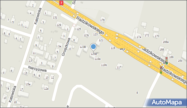 Kraków, Radzikowskiego Eliasza, 123a, mapa Krakowa
