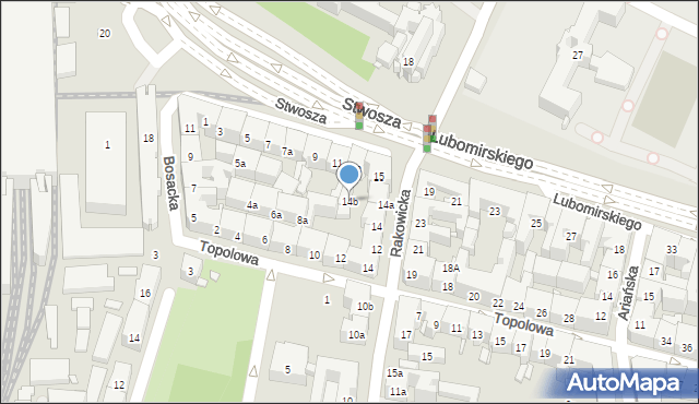 Kraków, Rakowicka, 14b, mapa Krakowa