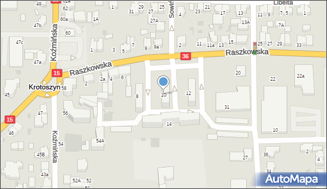 Krotoszyn, Raszkowska, 10, mapa Krotoszyna