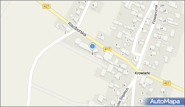 Krowiarki, Raciborska, 4, mapa Krowiarki