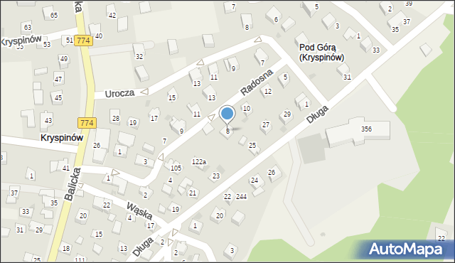 Kryspinów, Radosna, 8, mapa Kryspinów