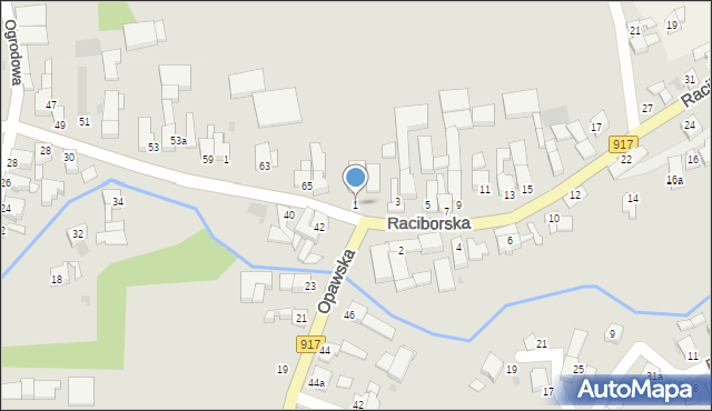 Krzanowice, Raciborska, 1, mapa Krzanowice