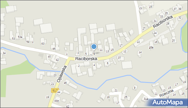 Krzanowice, Raciborska, 9, mapa Krzanowice