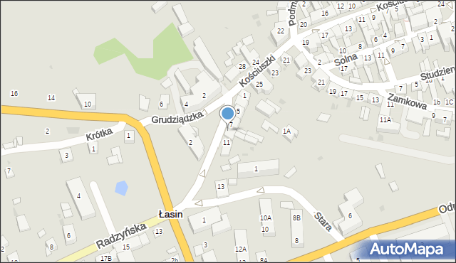 Łasin, Radzyńska, 9, mapa Łasin