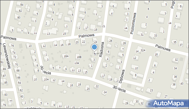 Lędziny, Radosna, 5, mapa Lędziny