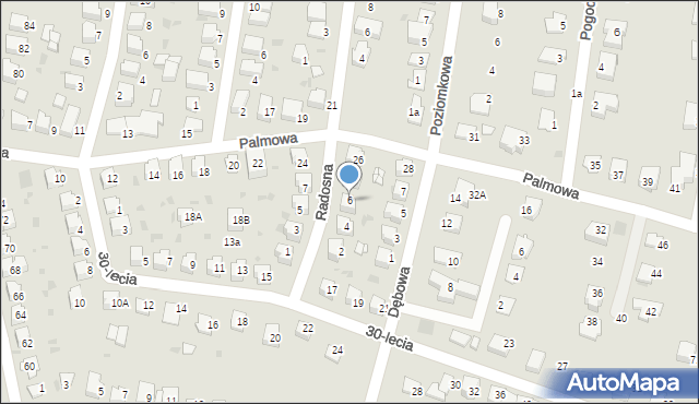 Lędziny, Radosna, 6, mapa Lędziny