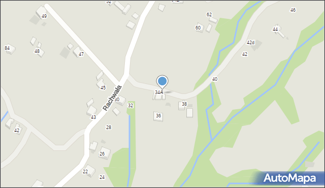 Limanowa, Rachwała Jana, ks., 34B, mapa Limanowa