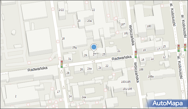 Łódź, Radwańska, 27, mapa Łodzi
