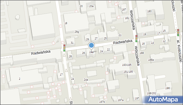 Łódź, Radwańska, 24a, mapa Łodzi