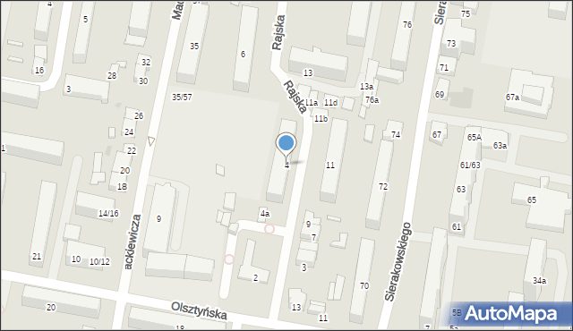 Łódź, Rajska, 4, mapa Łodzi