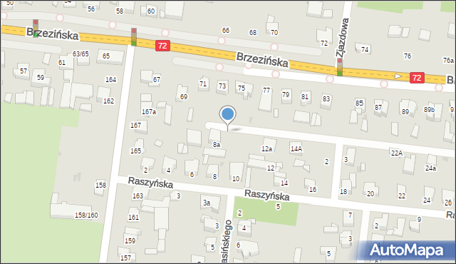 Łódź, Raszyńska, 10a, mapa Łodzi