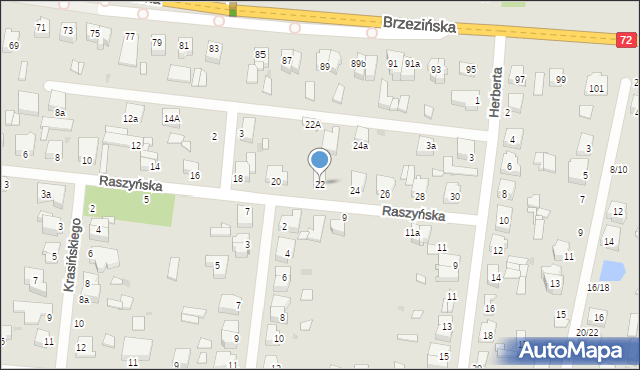 Łódź, Raszyńska, 22, mapa Łodzi