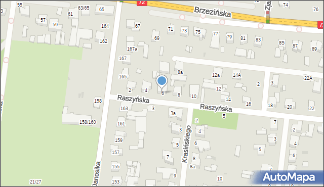 Łódź, Raszyńska, 6, mapa Łodzi