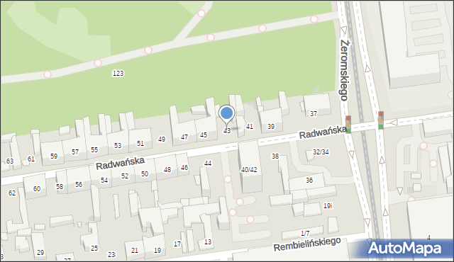 Łódź, Radwańska, 43, mapa Łodzi