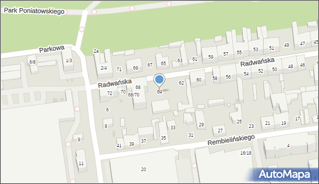 Łódź, Radwańska, 64, mapa Łodzi