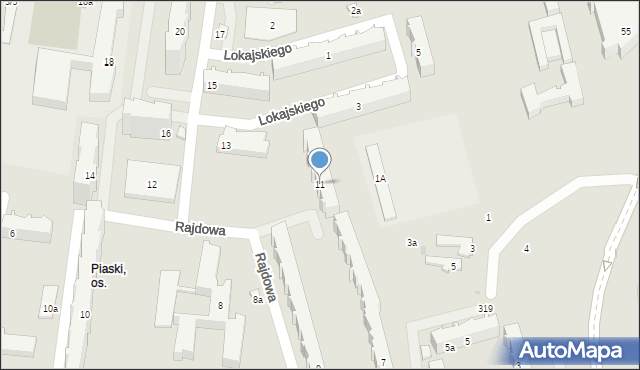 Łódź, Rajdowa, 11, mapa Łodzi