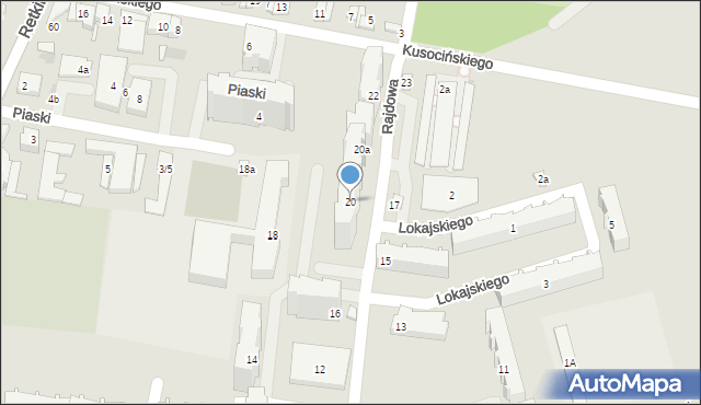 Łódź, Rajdowa, 20, mapa Łodzi