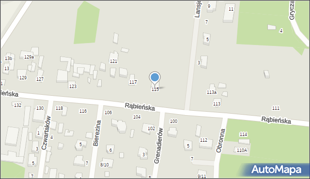 Łódź, Rąbieńska, 115, mapa Łodzi
