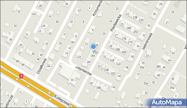 Łomianki, Racławicka, 26c, mapa Łomianki